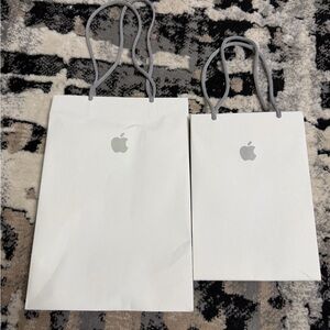 Apple Bundle of 2 White Gift Shopping Bags  | One Medium Size and One Small Size